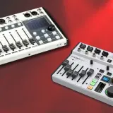 Zwei digitale Mischpulte: ein weißes PROEL DIGIPAD8 und ein silbernes Behringer FLOW8, das als behringer flow 8 nachfolger gehandelt wird.