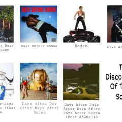 Travis Scott Album-Cover: "Days Before Rodeo", "Rodeo", "Days After Rodeo" und mehr.