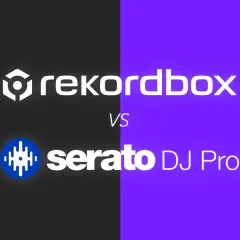 Vergleich von Serato DJ Pro und Rekordbox, zwei beliebten DJ-Programmen, mit ihren Benutzeroberflächen.