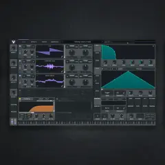 Drei Synthesizer-Interfaces, darunter ein Hardware-Modul und zwei Software-Plugins, die zum Erstellen von Musik mit einem free synthesizer einladen.