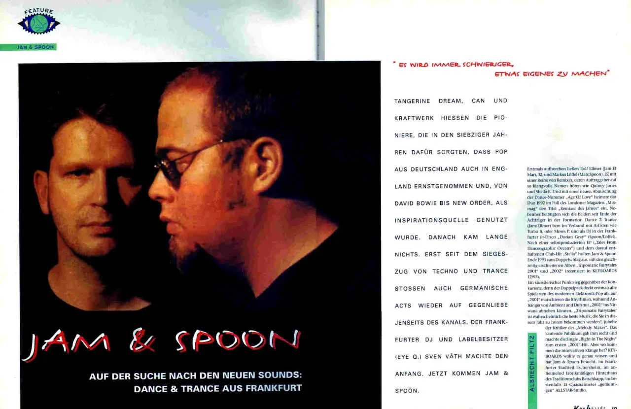 Jam & Spoon, ein Duo aus Frankfurt, prägt die elektronische Musikszene.
