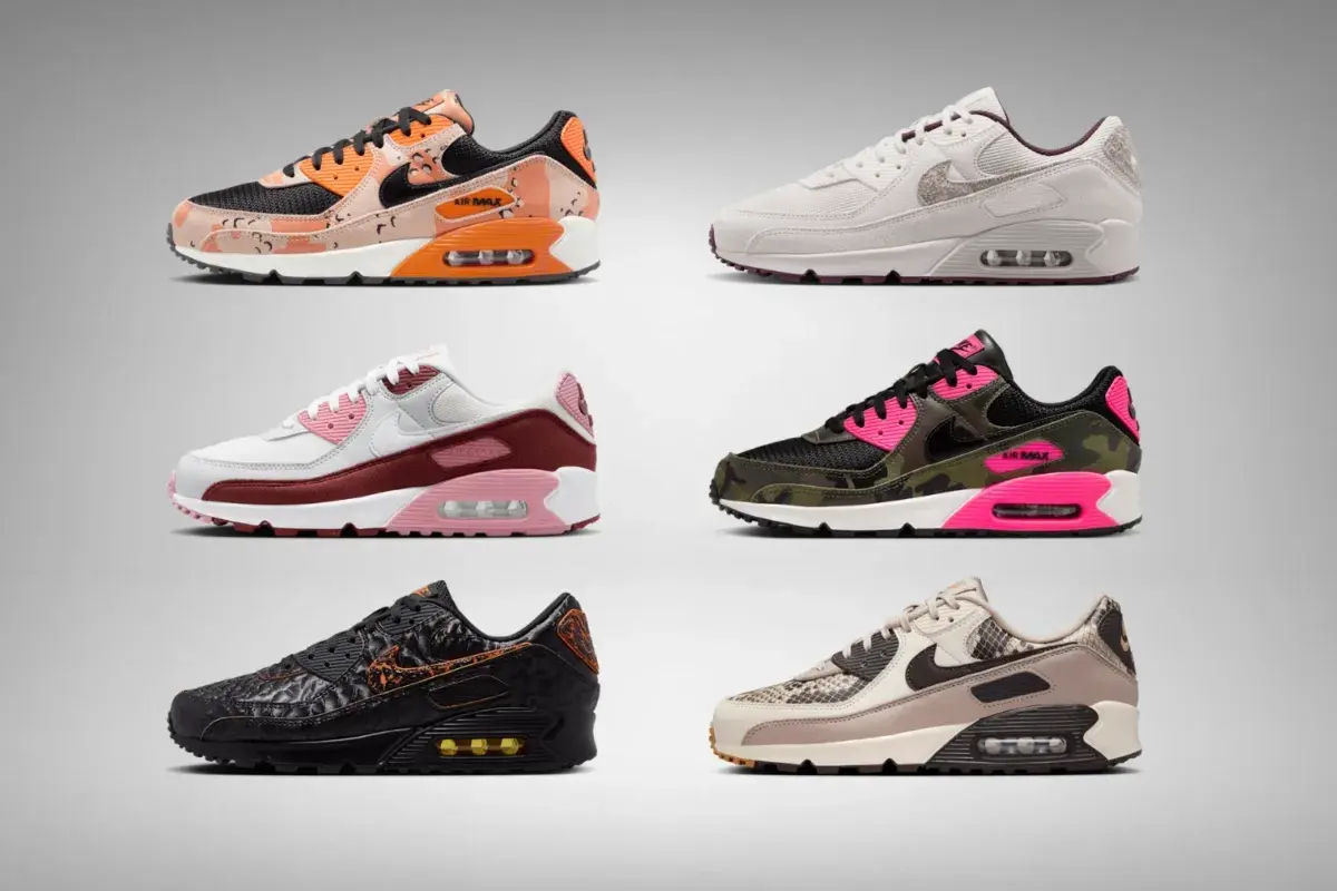 Sechs verschiedene Nike Air Max Sneaker-Designs, bereit für den nächsten air max release.