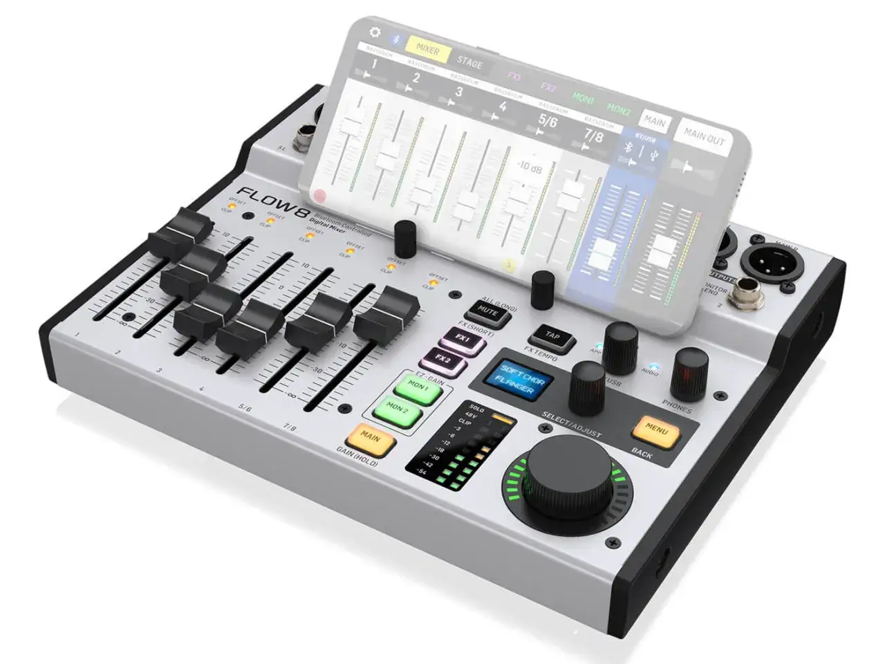Behringer Flow 8: Kompakter Digitalmixer mit Smartphone-Steuerung. Der Nachfolger des beliebten Flow 8 bietet intuitive Bedienung per App und Regler.