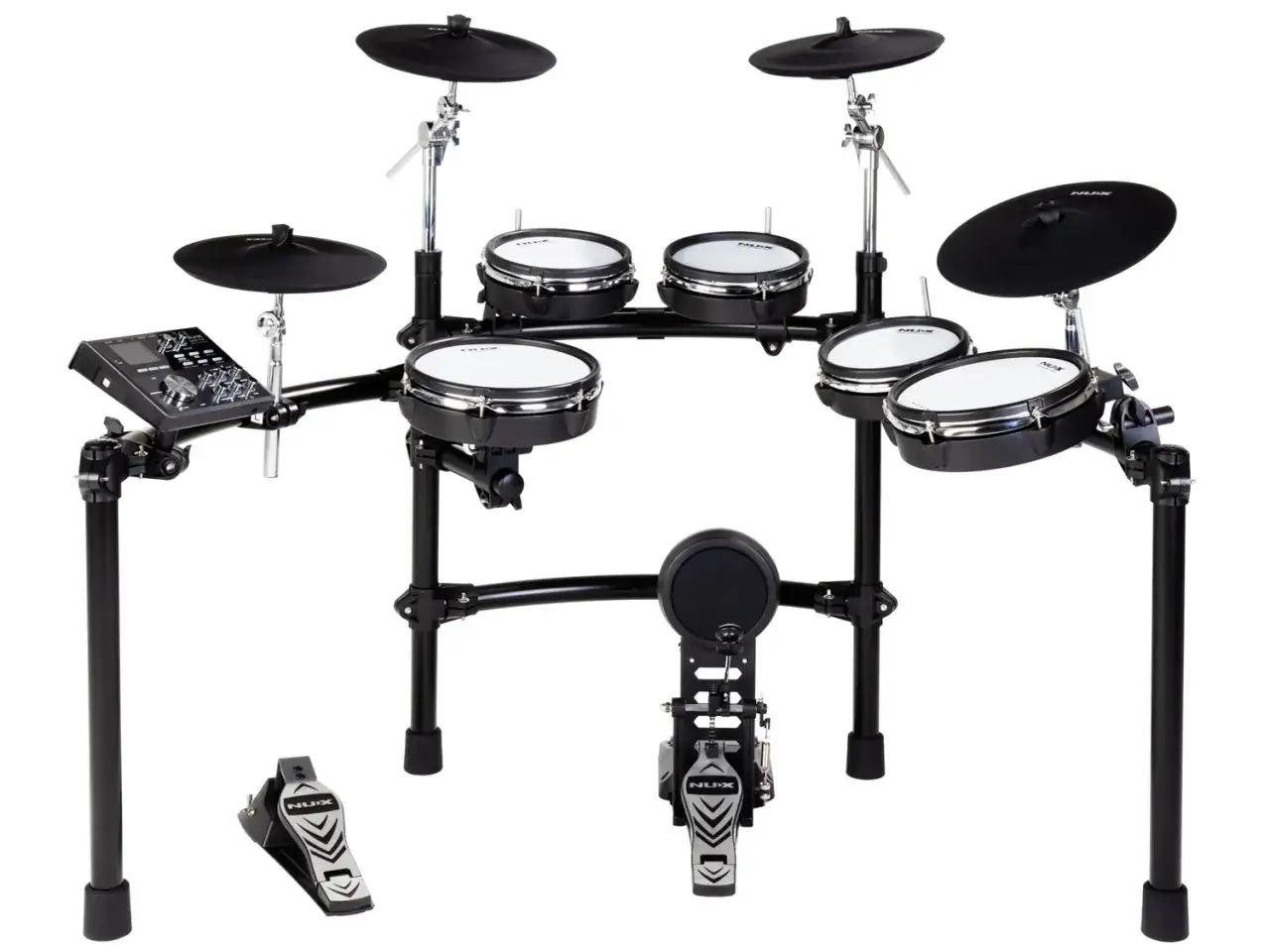 Elektronisches Schlagzeug mit Modul, Pads und Pedalen &ndash; eine tolle e drum einsteiger empfehlung f&uuml;r angehende Musiker.
